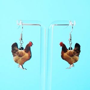 Lifelike Chicken Hen Rooster Earrings